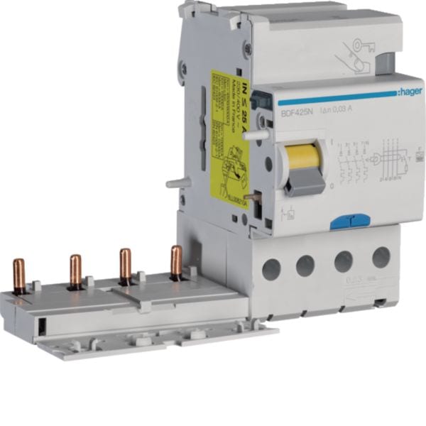 HAGER HAGBDF425N BLOCCO DIFFERENZIALE 4P 30 MA <25A F 2M