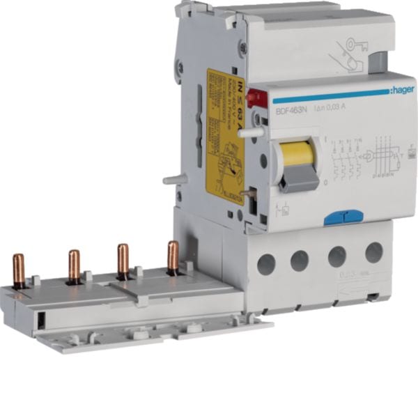 HAGER - HAGBDF463N BLOCCO DIFFERENZIALE 4P 30 MA <63A F 3M
