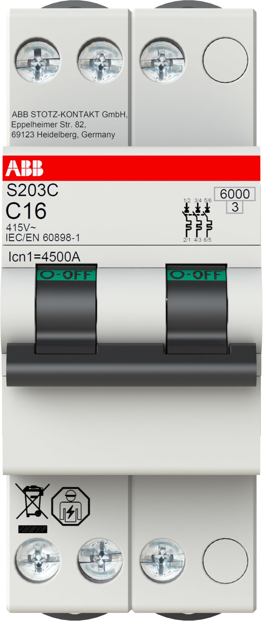 ABB SPA ABBS203CC32 S203C-C32 INTERR. AUTOMATICO 3P2M 6KA