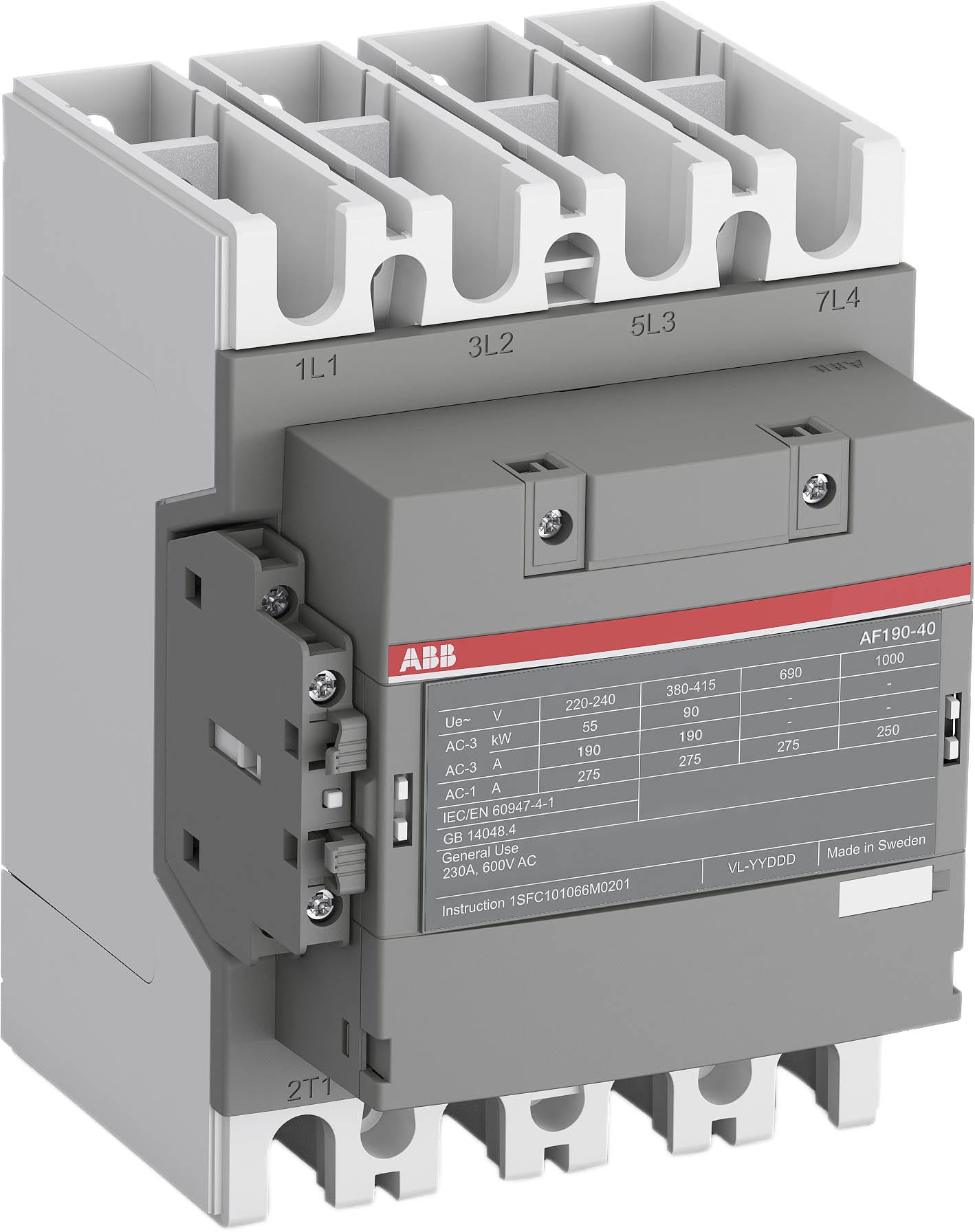 ABB SPA ABBAF190401112 AF190-40-11-12 CONT 4P 275A 48-130VAC/DC