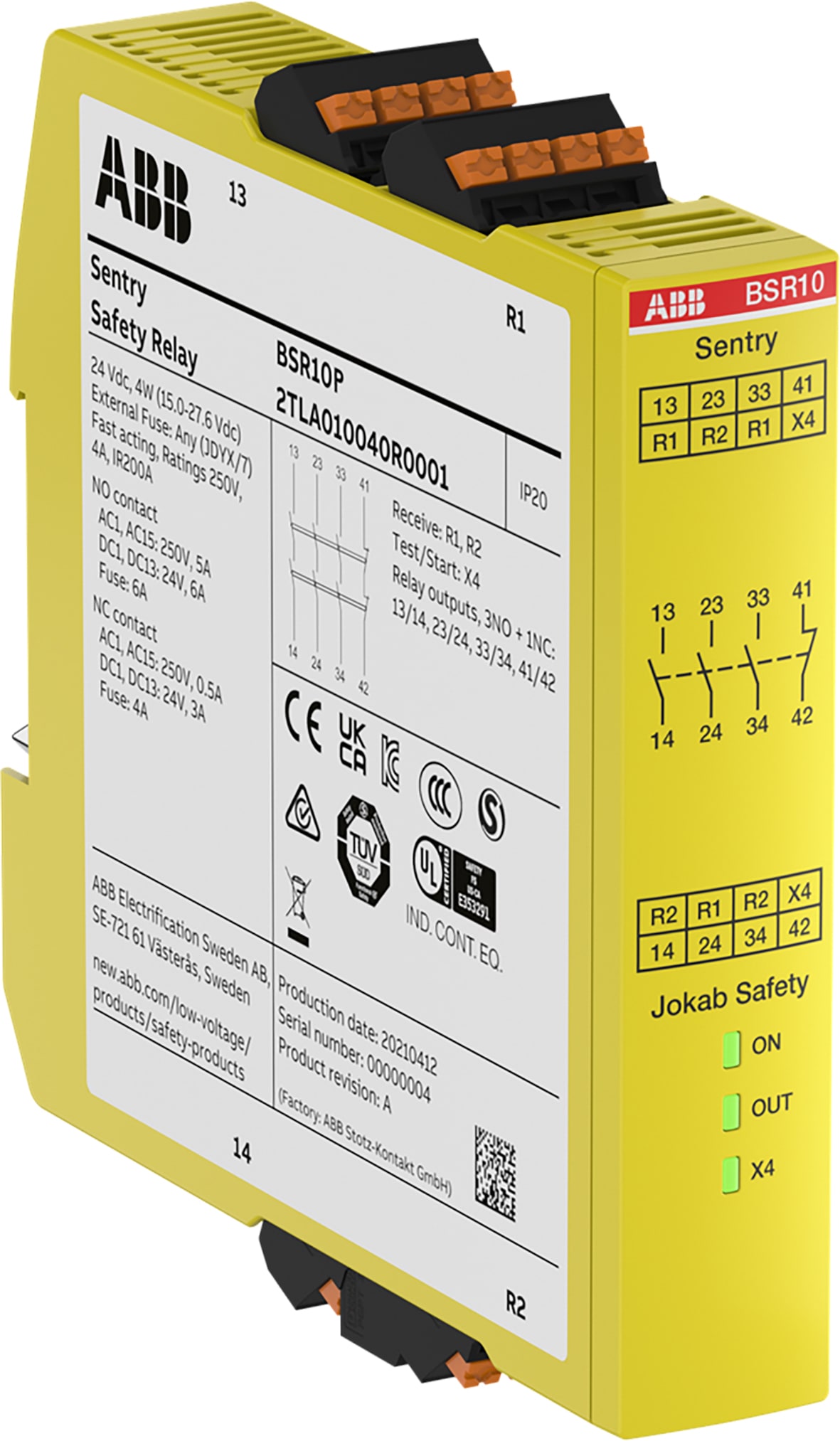 ABB SPA ABB2TLA010040R0001 SENTRY BSR10P SAFETY RELAY_PUSH-IN
