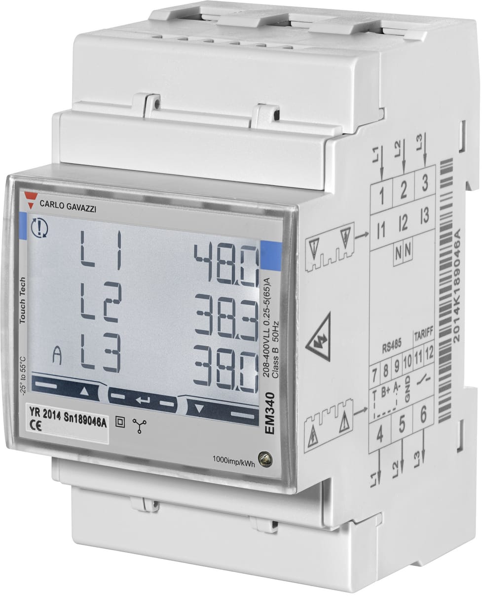 CARLO GAVAZZI GAVEM340DINAV23XO1X AN/KWH 208-400V 65A 3F-N AUTOALIM + 1 IM