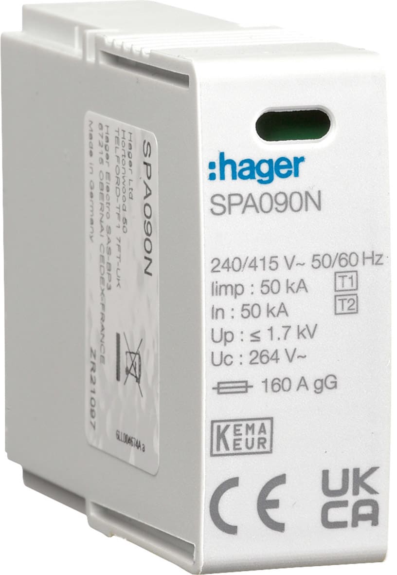 HAGER HAGSPA090N CARTUCCIA N-PE PER SPD TIPO SPA9XX