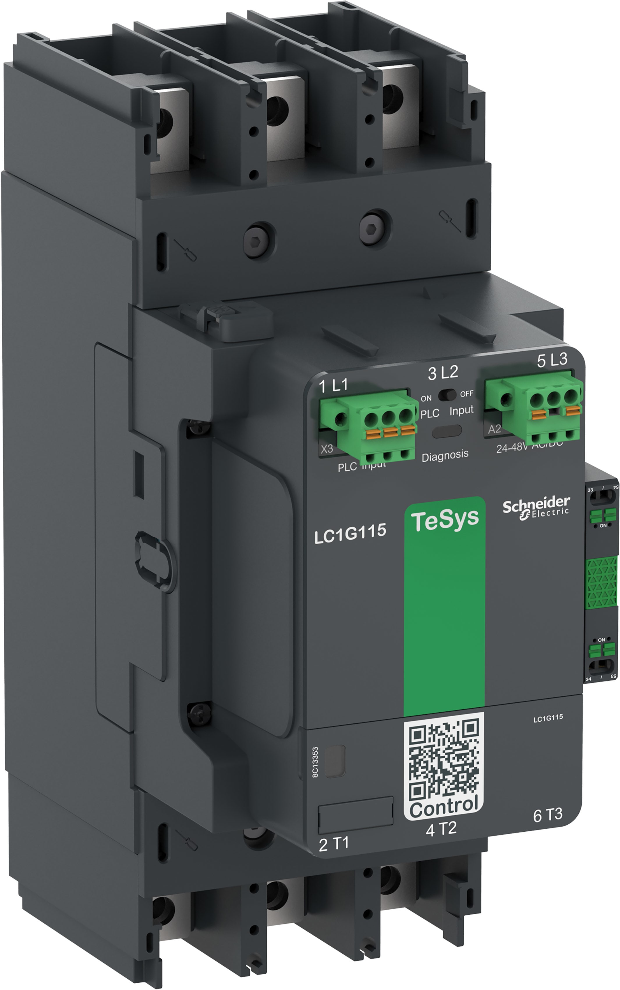 SCHNEIDER ELECTRIC - SNRLC1G185BEEA Contattore elevata potenza TeSys Giga, 3P (3NO), AC3 185A, versione Advanced, bobina elettronica 24…48V AC/DC