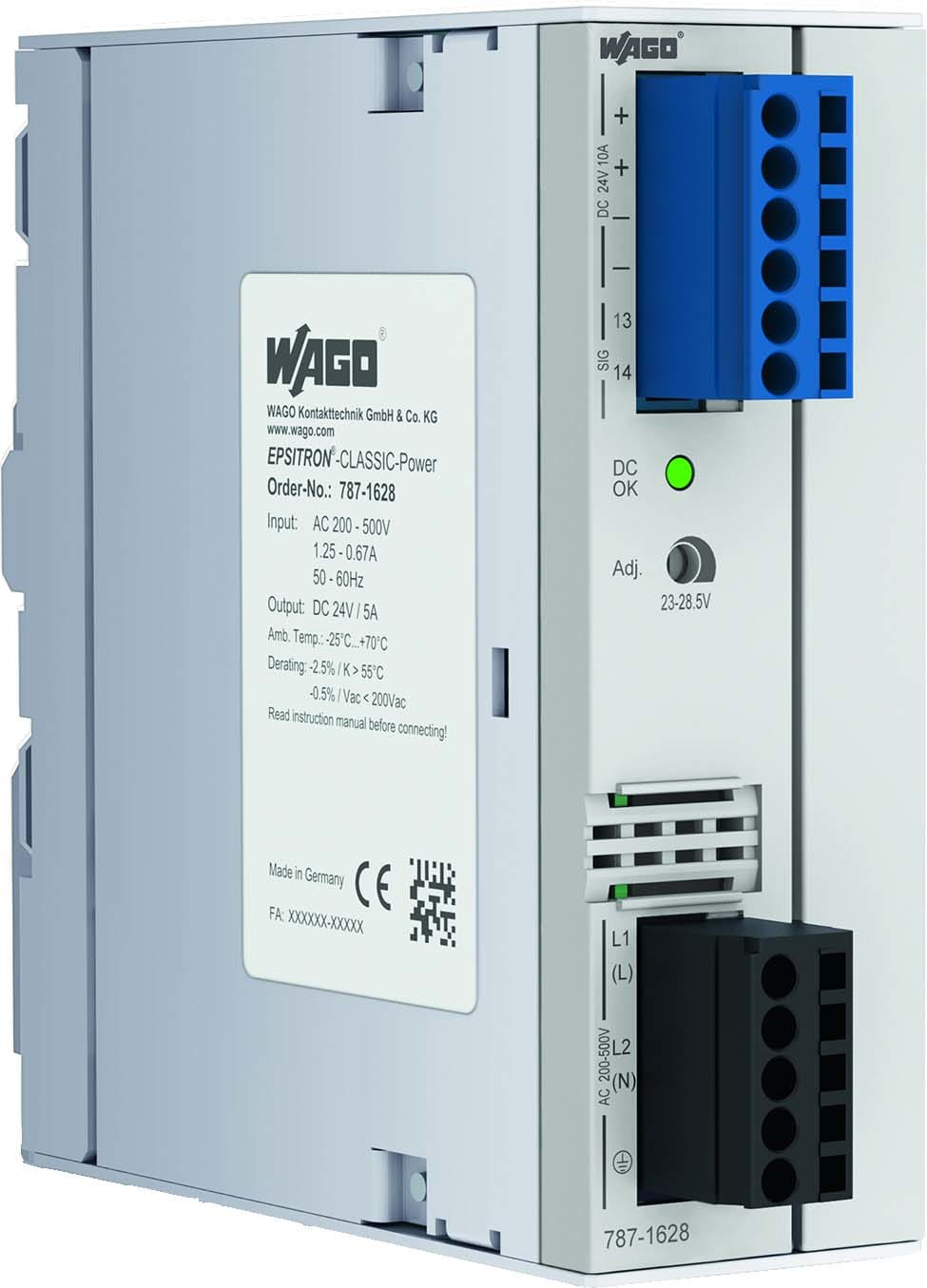 WAGO ITALIA SRL WAG787-1628 ALIM CLASSIC 2PH 24V 5A TOPBOOST CONT DC