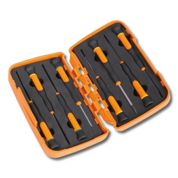 BM SPA - BMM012570210 Serie di 8 microgiravite, Lama Piatta e Phillips® in astuccio plastico rigido