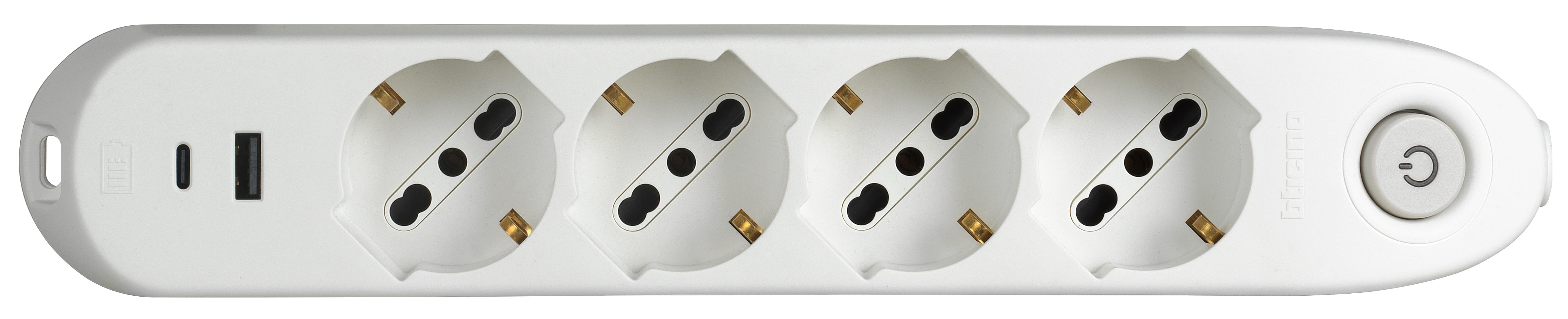 BTICINO BTI3684DBU MULTIPRESA 4 SCHUKO/BIPAS+INTER+2USB BIA