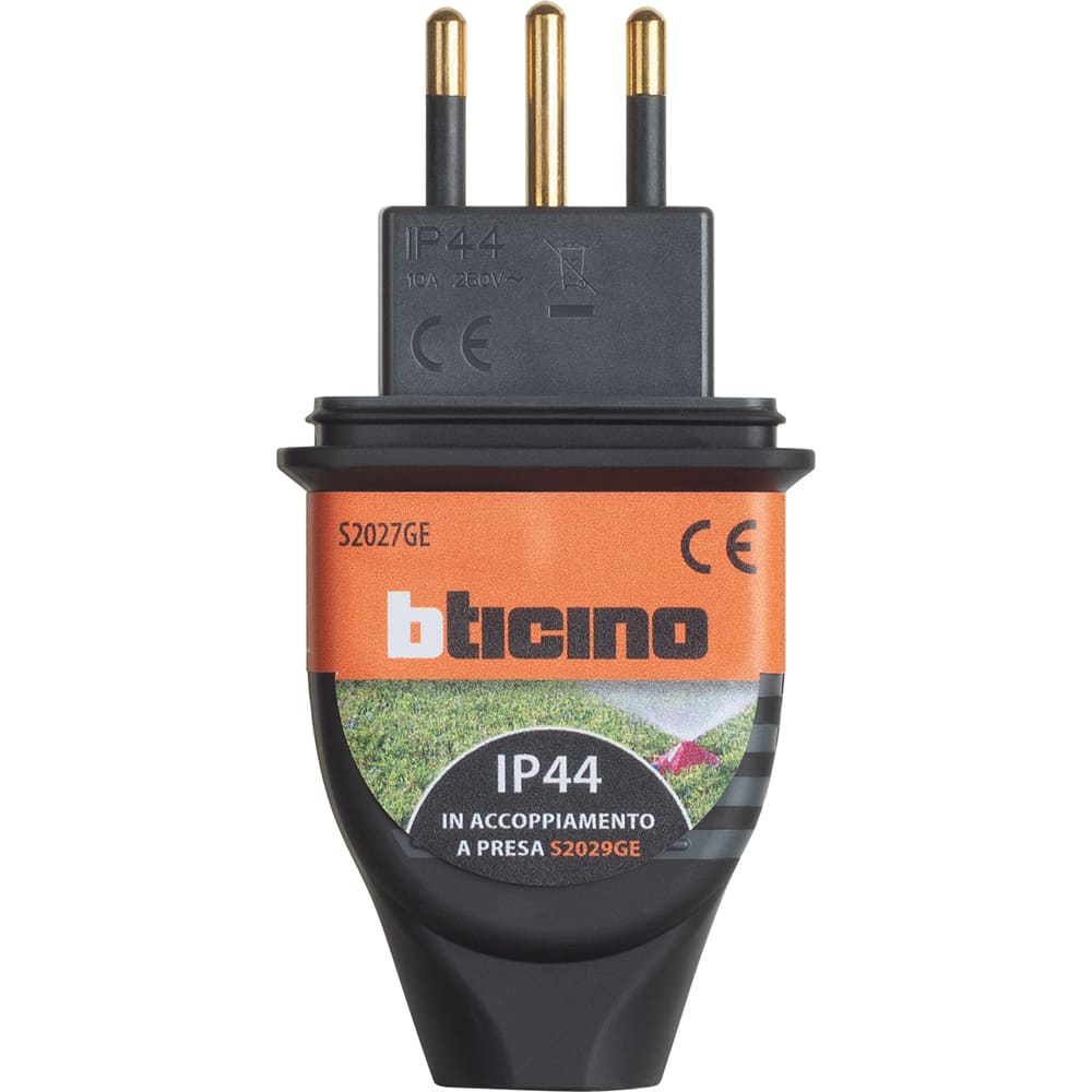 BTICINO BTIS2027GE SPINA 10A IP44 CAUCCIU BI-MATERIA