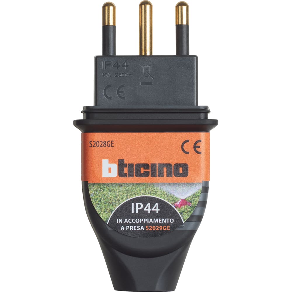 BTICINO BTIS2028GE SPINA 16A IP44 CAUCCIU BI-MATERIA