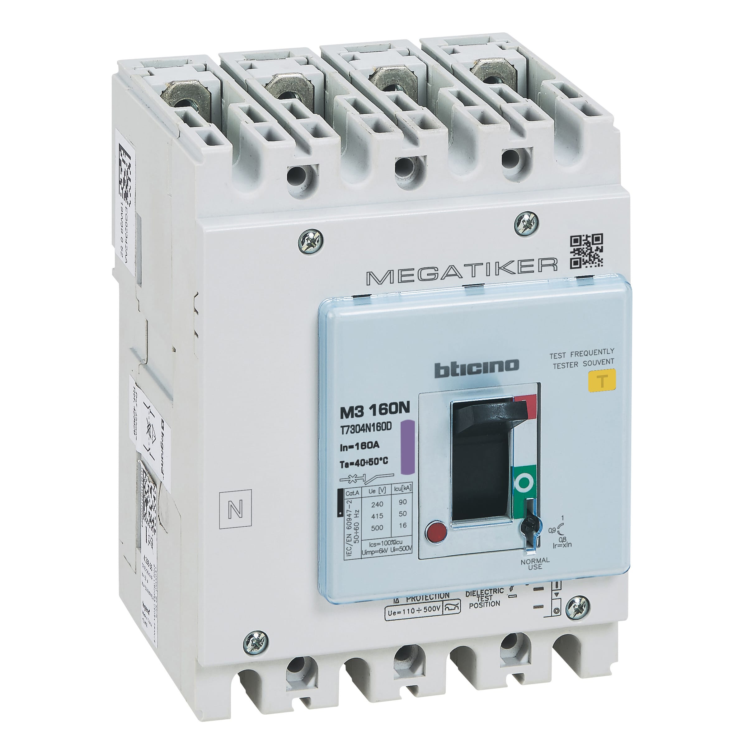 BTICINO BTIT7304N160D MEGATIKER M3160 160A 50KA 4P + DIFF