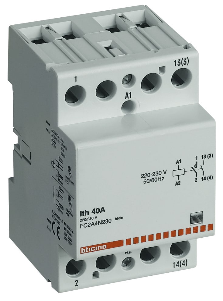 BTICINO BTIFC4A4/230N BTDIN - CONTATTORE 4NO 400V 40A BOB 230V