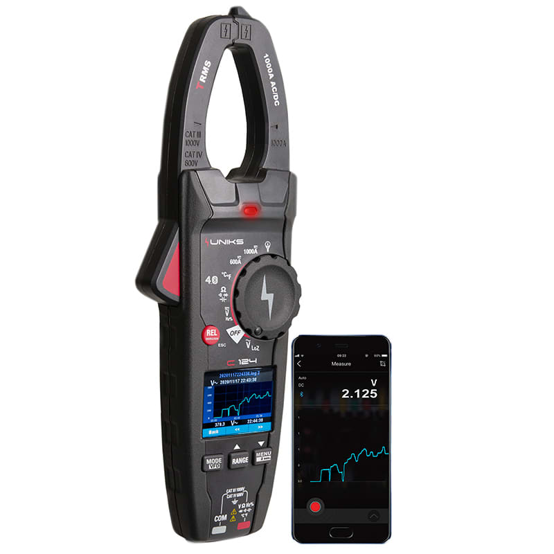 UNIKS SRL UNKC124 PINZA BLUETOOTH AC/DC1000A TRMS DATALOGG