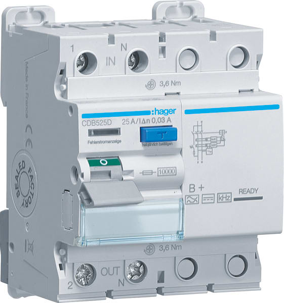 HAGER - HAGCDB525D INT DIFF ACC 2P 30MA 25A B+ 4M