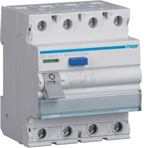 HAGER BOCCHIOTTI - HBZCDC440Y INTERRUTTORE DIFFERENZIALE PURO QUADRIPO