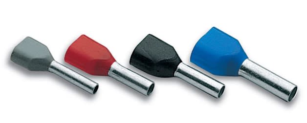 CEMBRE SPA - CEMPKT7508 TUBETTO TERMINALE "TWIN", PREISOLATO IN PA6, GRIGIO, PER CONDUTTORI FLESSIBILI IN RAME, SEZIONE 2x0,75mmq P=8mm