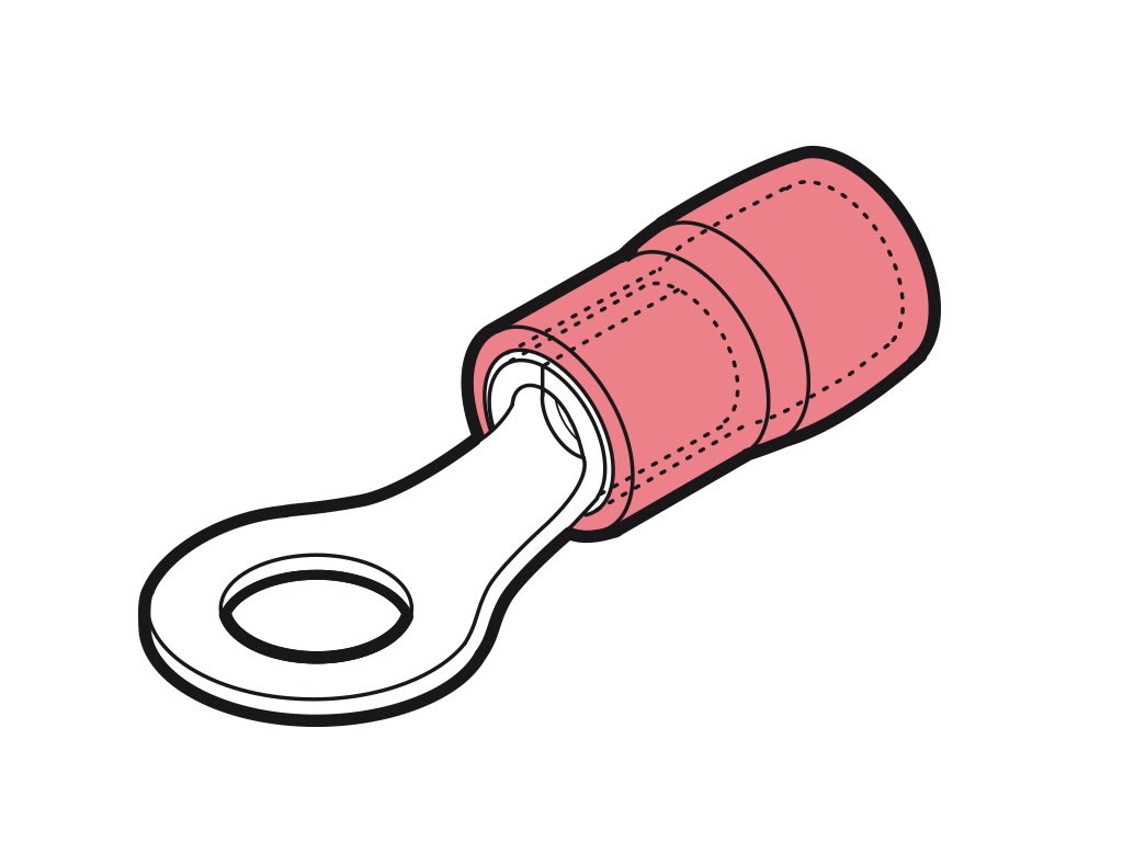 CEMBRE SPA - CEMRKY-M3.5 CAPOCORDA A OCCHIELLO RINFORZATO ANTIVIBRANTE, PREISOLATO IN PA6.6, ROSSO, PER CONDUTTORI IN RAME, HALOGEN FREE, SEZIONE 0,25-1,5mmq VITE 3,5mm