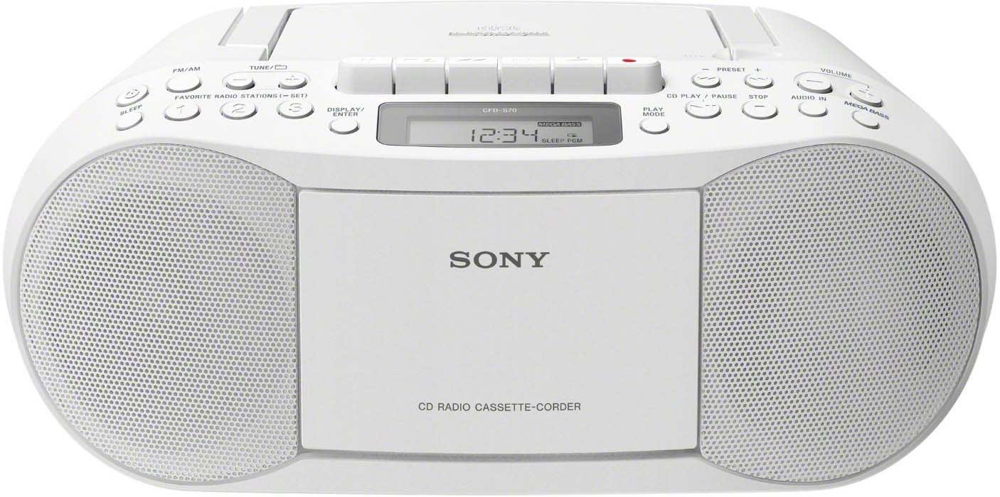Sony - SONCFDS70W.CED CD-Radio-Kassettenrecorder 2x1.7W MP3/CD