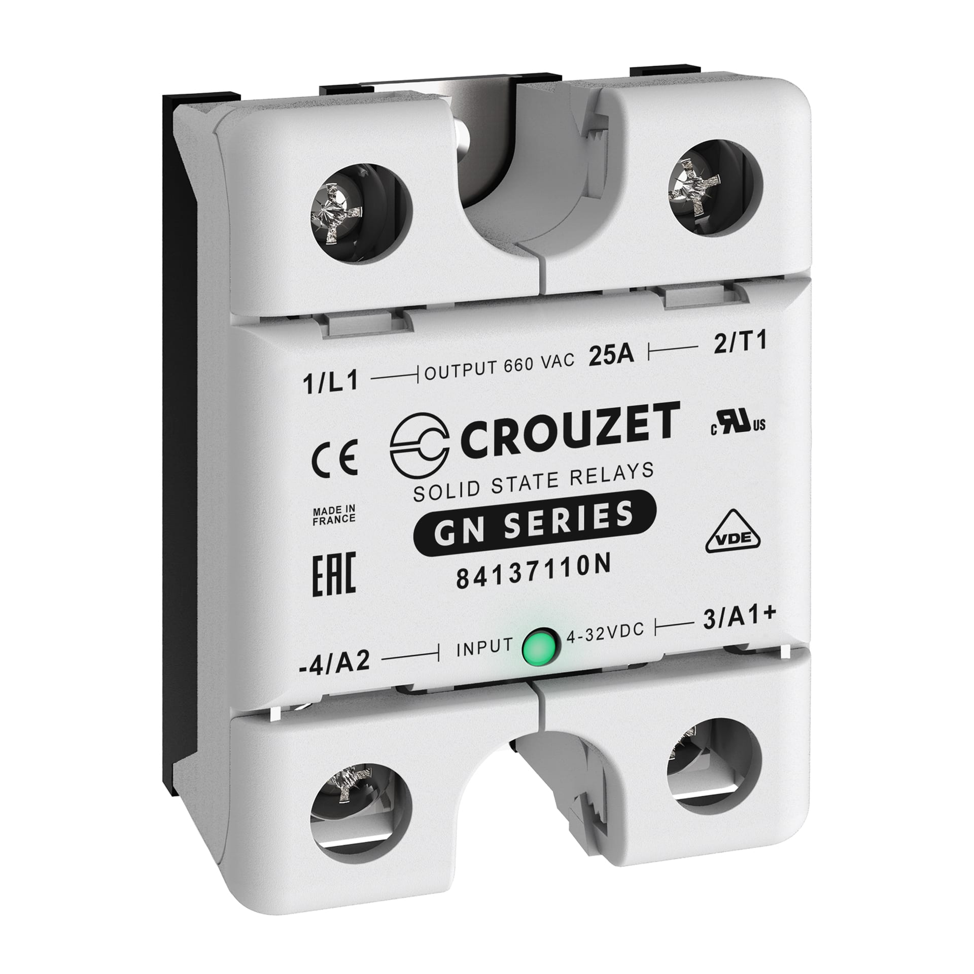 CROUZET CRO84137110N SSR, GN, SINGLE PHASE, PANEL MOUNT, 25A,