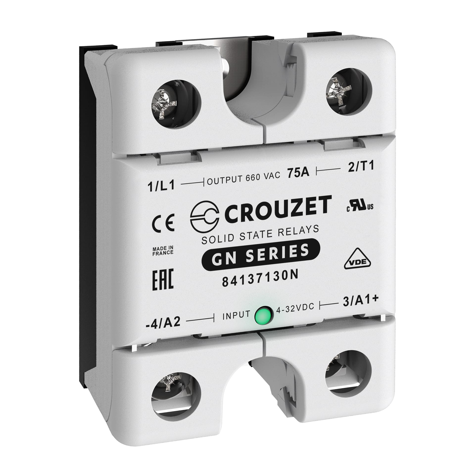 CROUZET CRO84137130N SSR, GN, SINGLE PHASE, PANEL MOUNT, 75A,