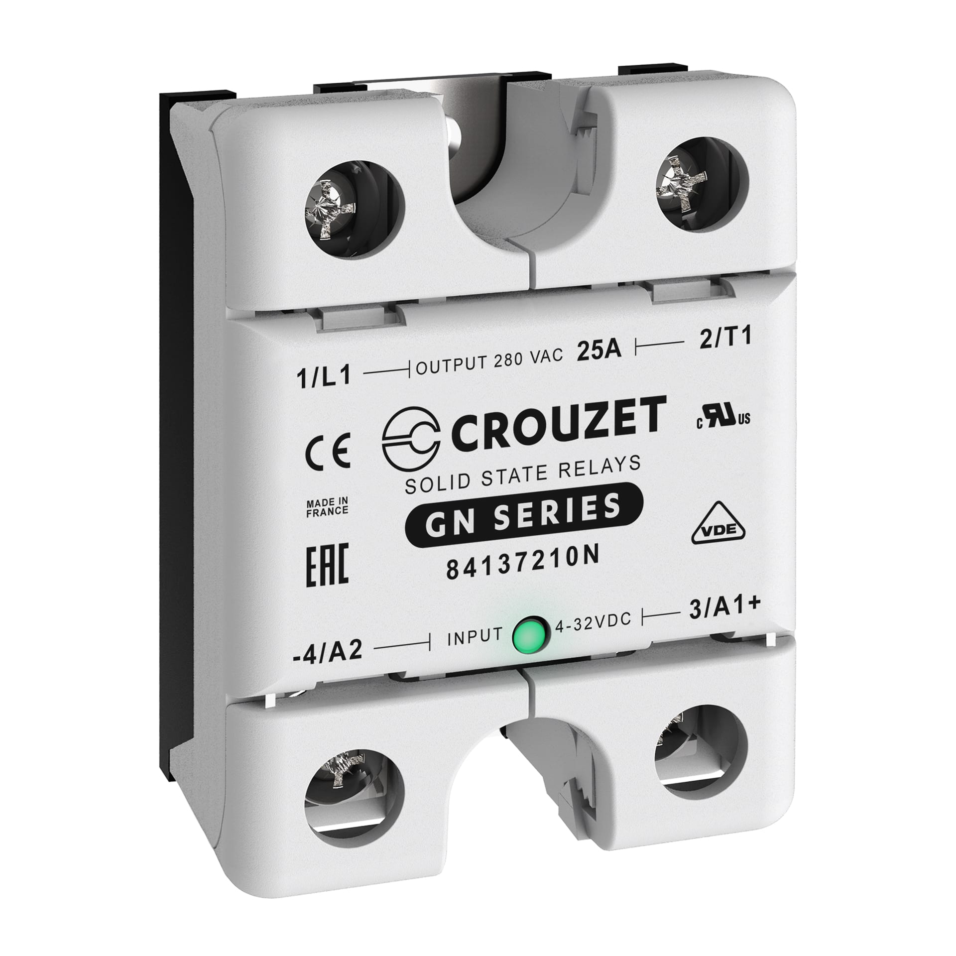 CROUZET CRO84137210N SSR, GN, SINGLE PHASE, PANEL MOUNT, 25A,