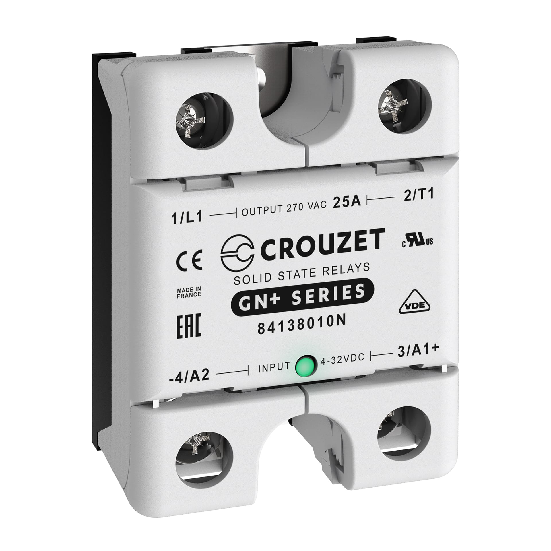 CROUZET CRO84138010N SSR, GN+, SINGLE PHASE, PANEL MOUNT, 25A