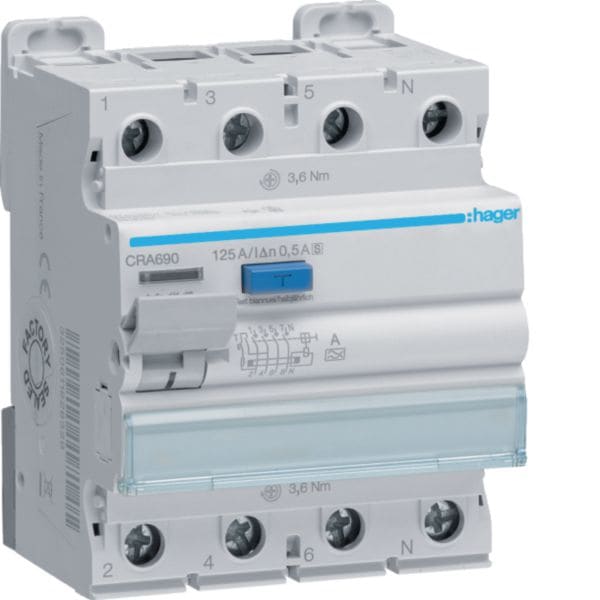 HAGER HAGCRA690 INT DIFF ACC 3P+N 500MA 125A A SEL 4M