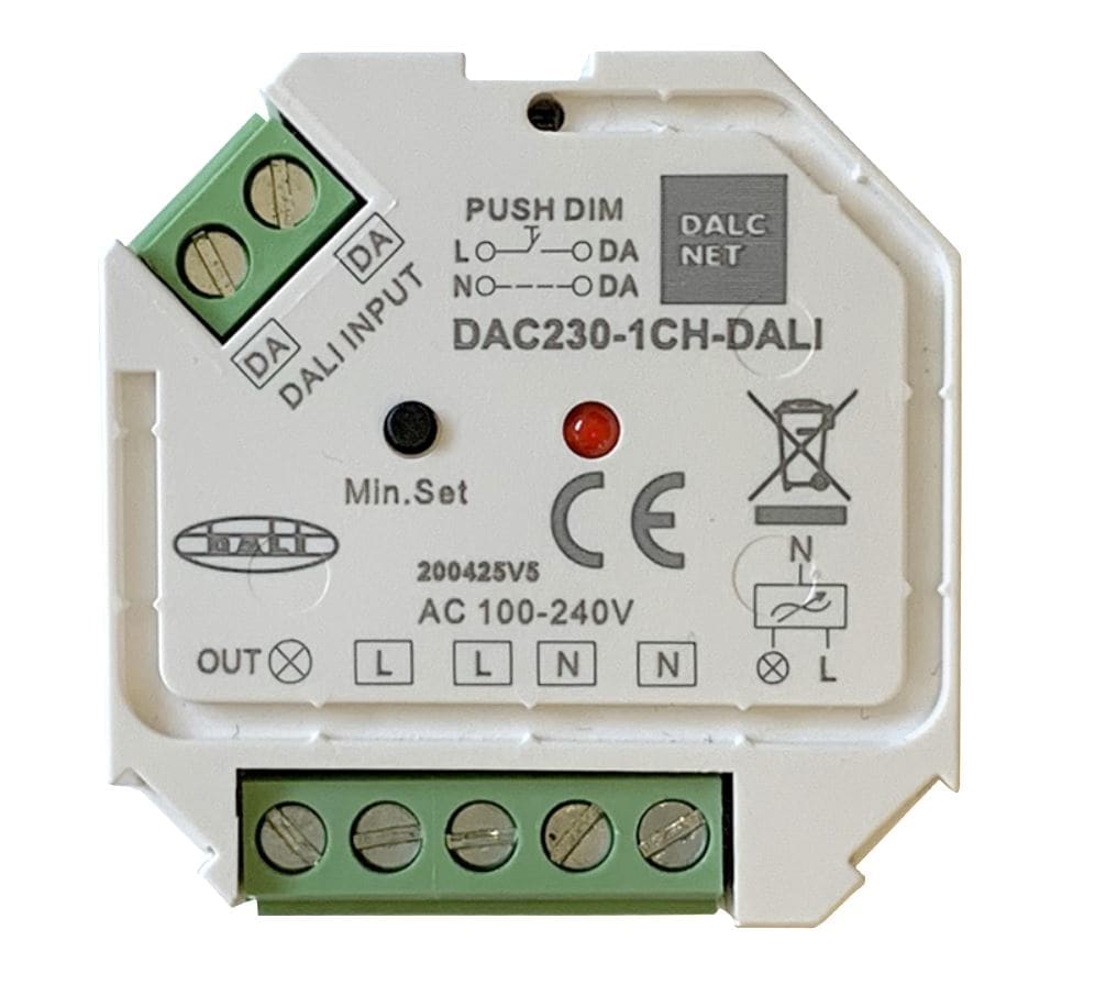 DIGIMAX SRL - DIXDAC230-1CH-DALI DIMMER PUSH 1CH IN OUT 230VAC DALI