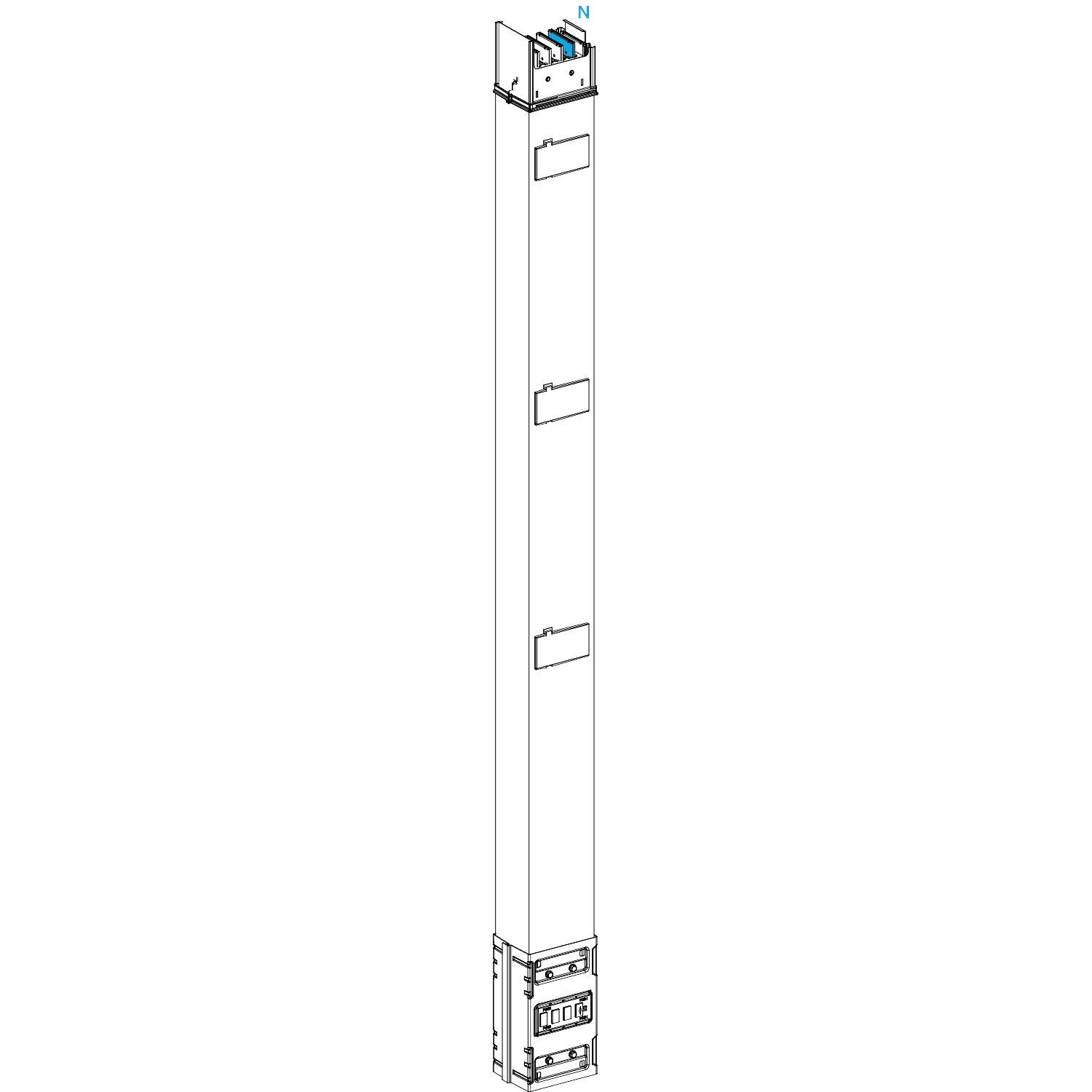 SCHNEIDER ELECTRIC - SNRKSA800EV4203 Vertical distribution length, Canalis KSA800, aluminium, 800A, fixed length 2m, 3 outlets, 3L+N+PE, white RAL9001