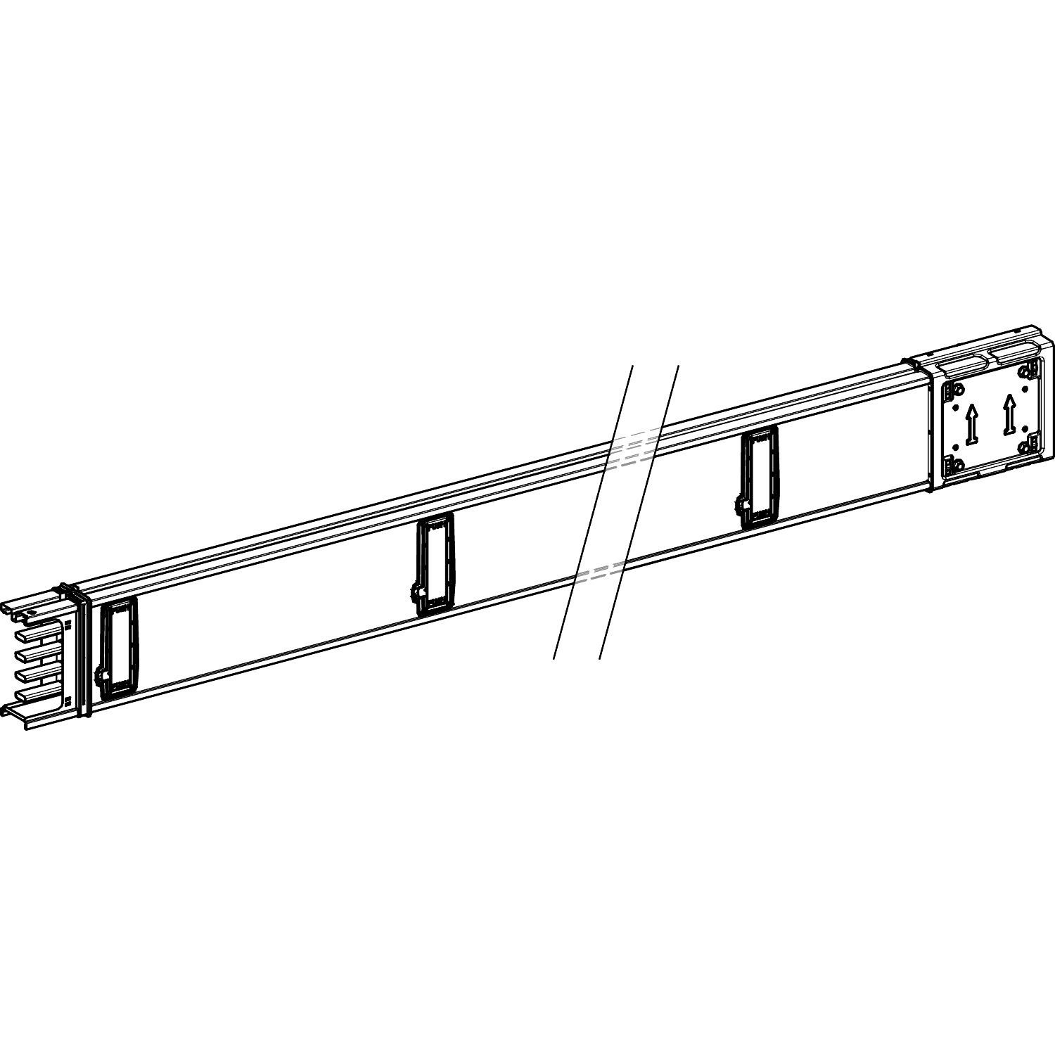 SCHNEIDER ELECTRIC - SNRKSA100ED45010 Horizontal distribution length, Canalis KSA100, aluminium, 100A, fixed length 5m, 10 outlets, 3L+N+PE, white RAL9001