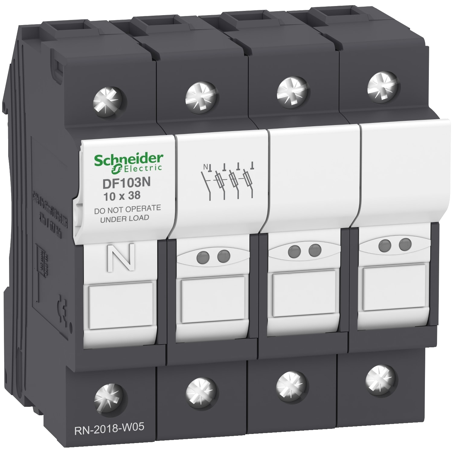 SCHNEIDER ELECTRIC - SNRDF103N Portafusibile TeSys DF 32A - fusibile 10x38 3P+N