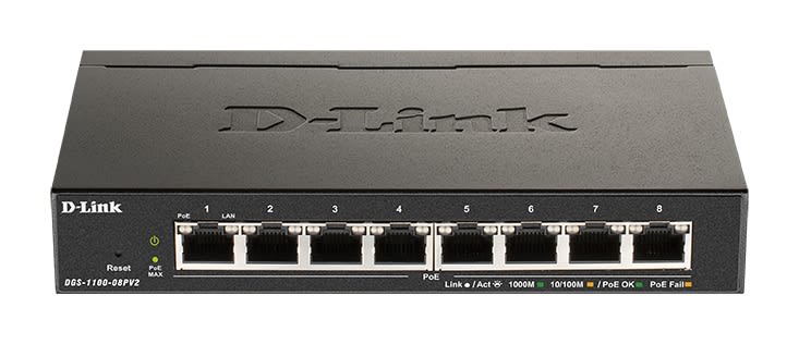D-LINK MEDITERRANEO - DLKDGS-1100-08PV2 SWITCH SMART 8 X 1GB POE (64W) - NO RACK