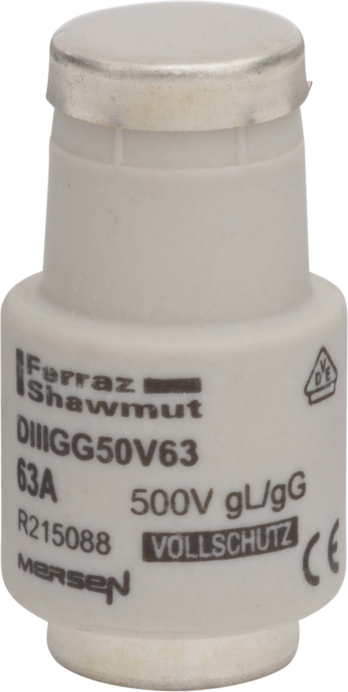 MERSEN ITALIA SPA - XESDIIIGG50V63/2 FUS. D BT GG DIII 500VAC 63A RAME