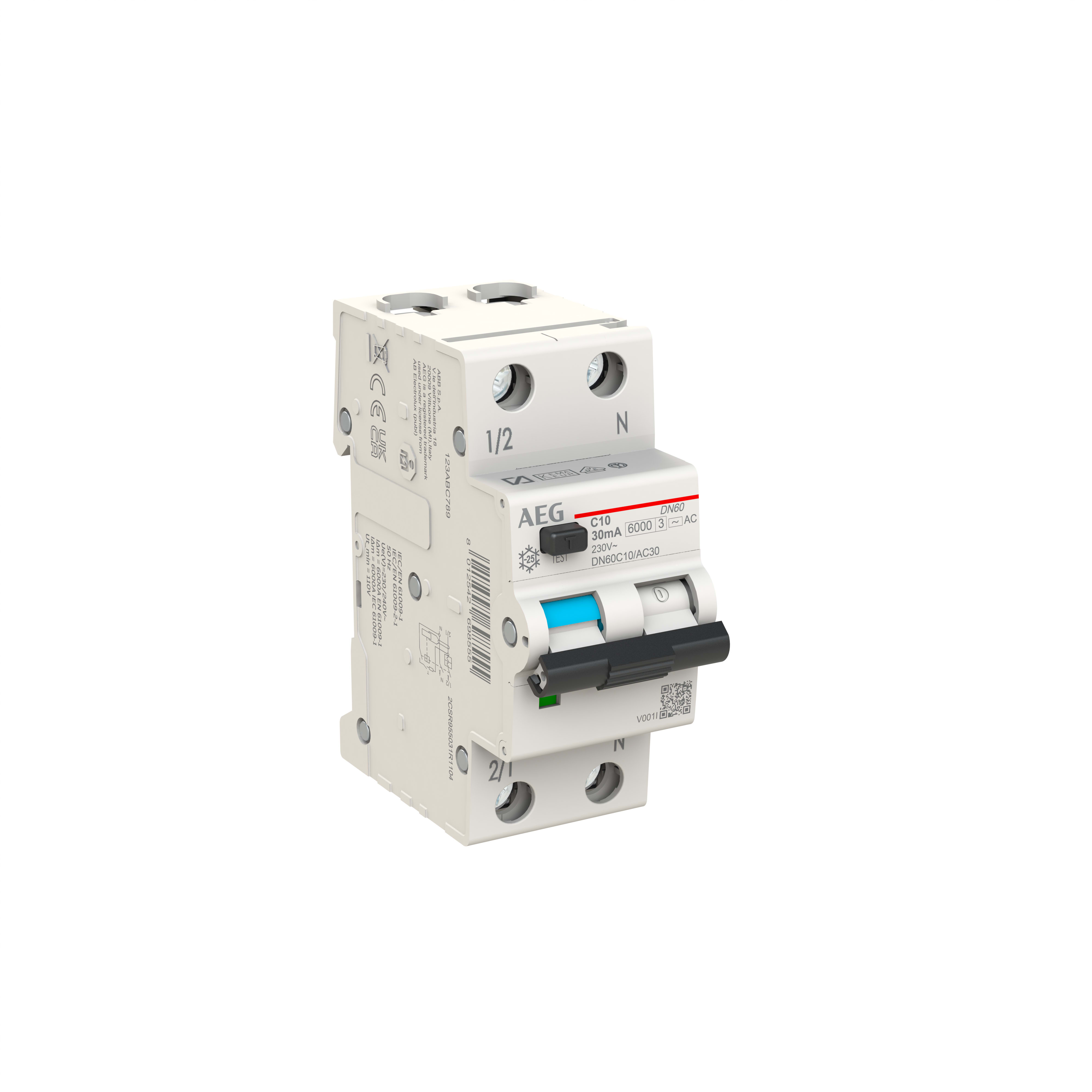 ELETTRA SRL AEG AEGDN60C10/AC30 MTD AEG DN60 1P+N C 10A 6KA 30MA AC 2M