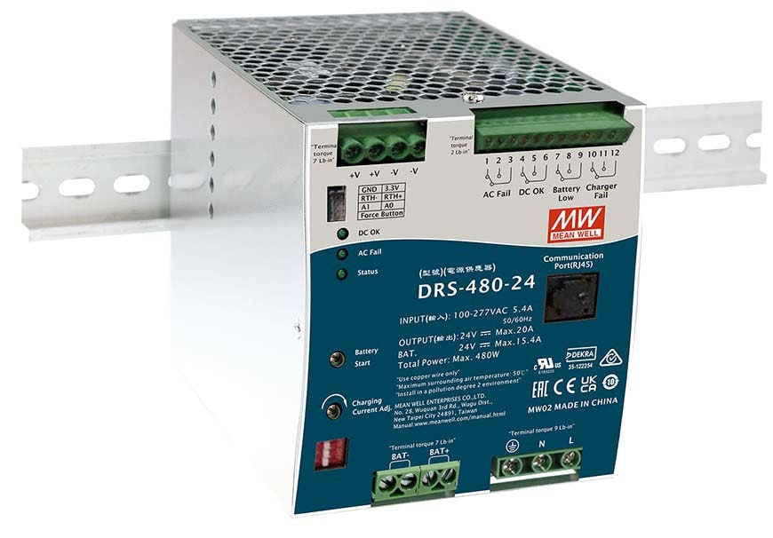 DIGIMAX SRL - DIXDRS-480-24 ALIMENTATORE DIN RAIL SICUREZZA UPS 480W