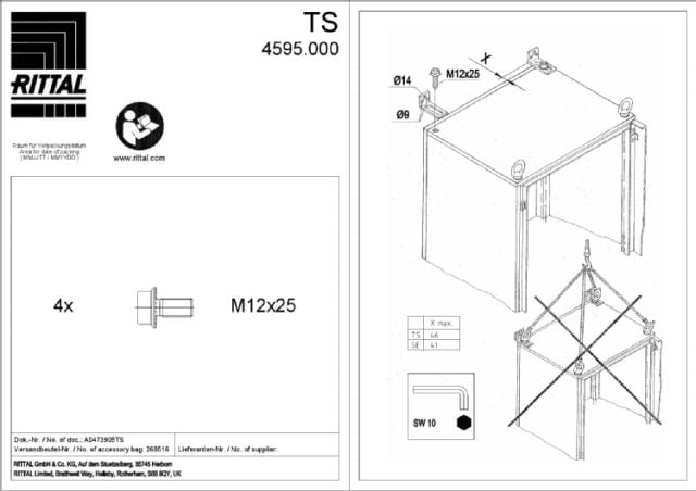 RITTAL SPA RIT4595000 VX FISSAGGI A PARETE 4PZ
