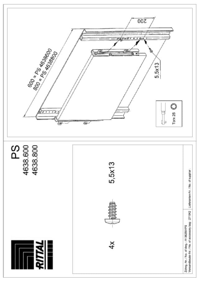 RITTAL SPA RIT4638600 VX RIPIANO DI LAVORO 600MM - 1PZ