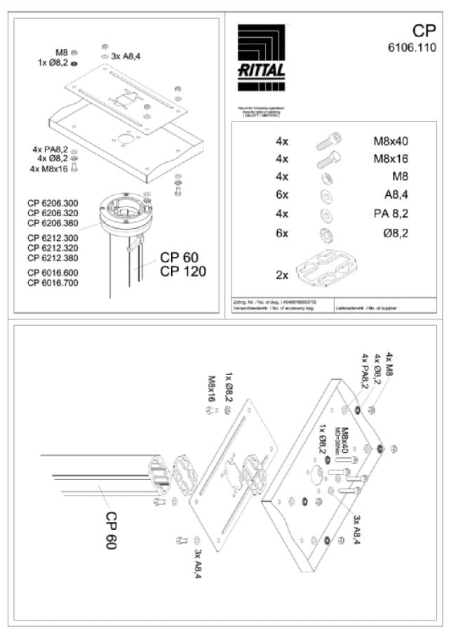 RITTAL SPA RIT6106110 CP FLANGIA DI RINFORZO CP 60