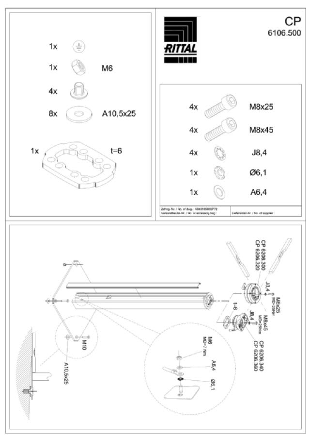 RITTAL SPA - RIT6106500 CP PIED. PROF. PORT. APERTO PRED. CP 60