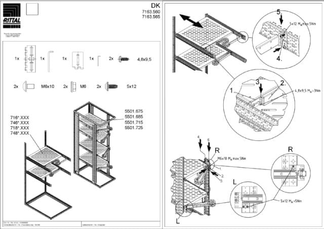 RITTAL SPA - RIT7163565 DK SUPPORTO CAVI, SENZA PIEGHE PER
