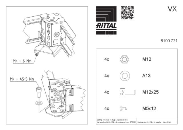 RITTAL SPA RIT8100771 VX BASE/ZOCCOLO ADATTATORE INOX - 4PZ