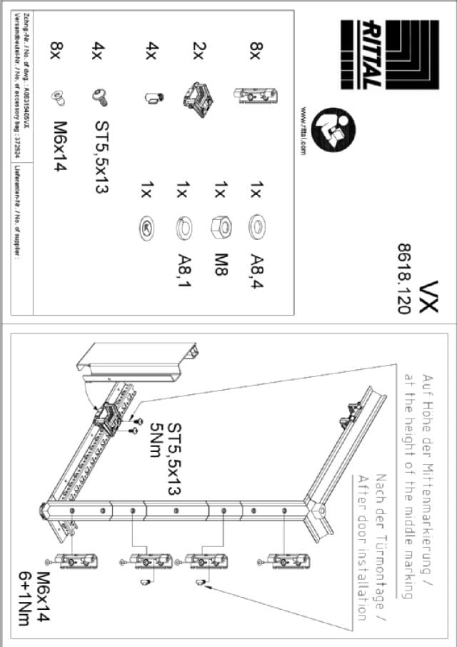 RITTAL SPA RIT8618120 VX DOPPIA PORTINA 400+400X2000 - 1PZ
