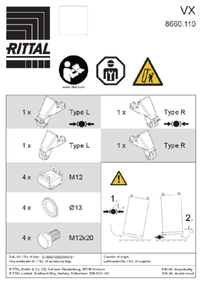 RITTAL SPA - RIT8660110 VX RUOTE DI TRASPORTO
