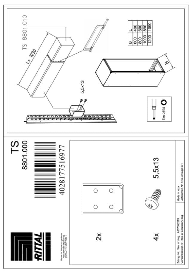 RITTAL SPA RIT8801000 VX SUPP. X TRAVERSA DI PROTEZIONE --2PZ