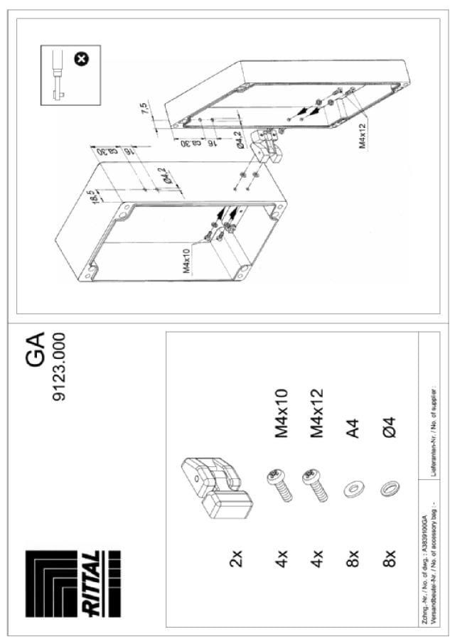 RITTAL SPA - RIT9123000 GA CERNIERA ESTERNA X GA