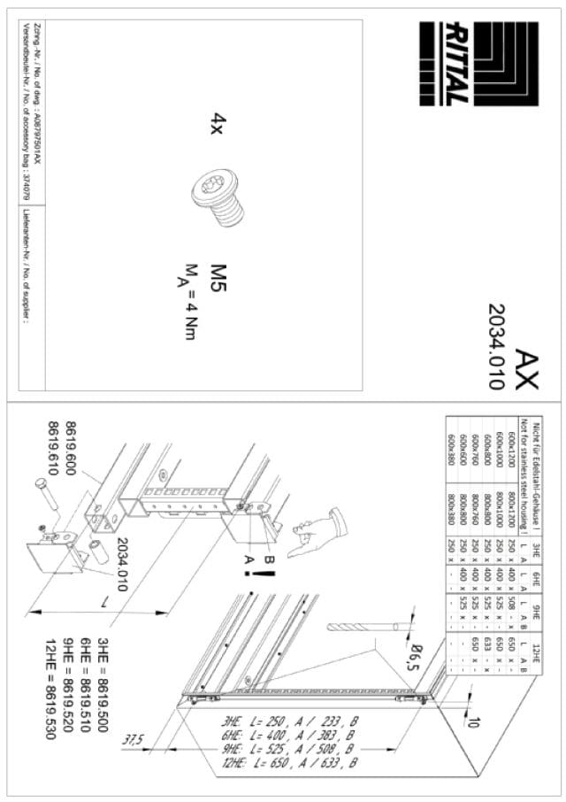 RITTAL SPA RIT2034010 AX KIT DI MONT. PER TELAIO GIREVOLE