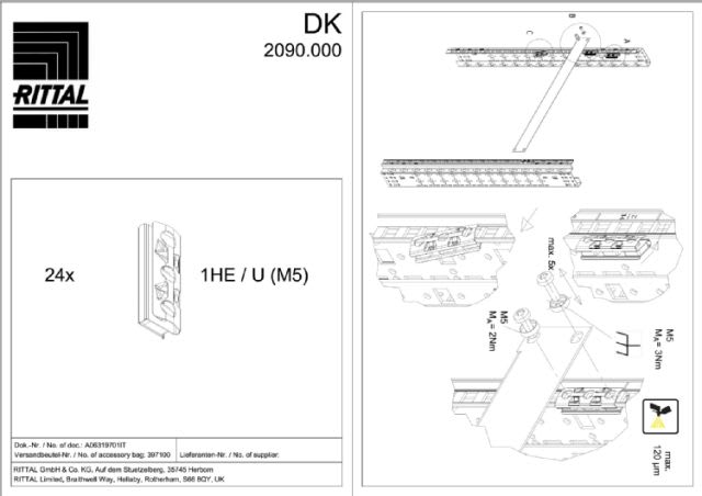 RITTAL SPA - RIT2090000 DK ELEMENTO DI FISS. 19 - 1U (M5)-24PZ