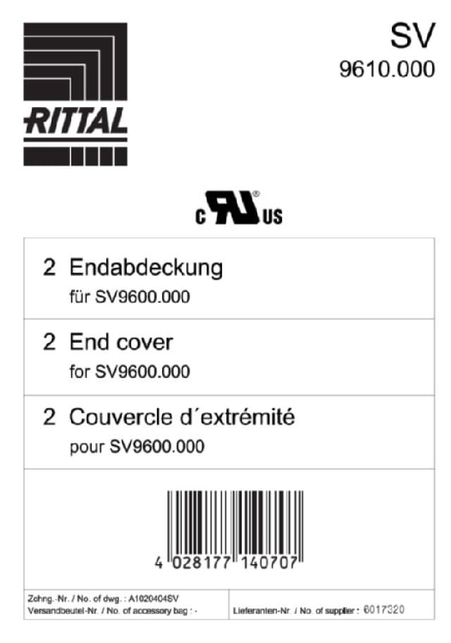 RITTAL SPA RIT9610000 SV 2 COPERT.TERMIN. PLS SV9600