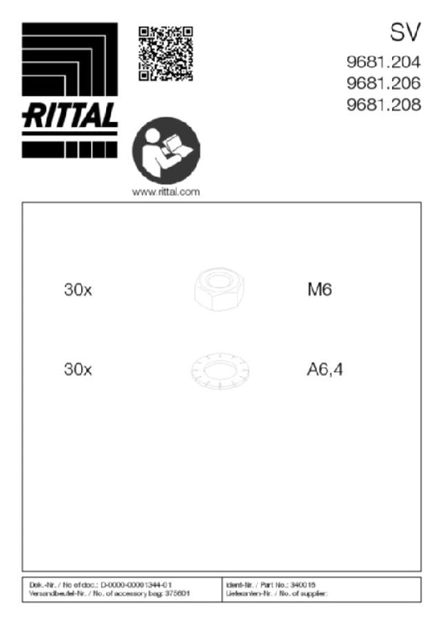 RITTAL SPA RIT9681208 SV LIST. MONT. PORTA PARZ. VX 800 - 10PZ