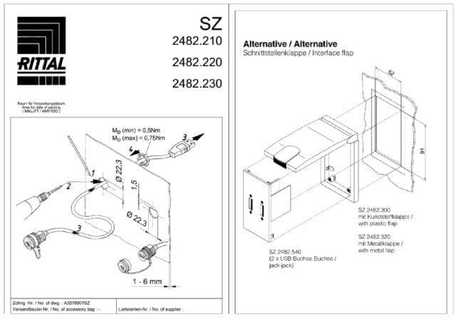RITTAL SPA RIT2482210 SZ PRESA USB CON PROLUNGA 500 MM