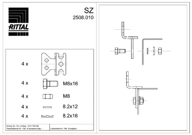 RITTAL SPA RIT2508010 SZ SUPPORTO FISSAGGIO PARETE - 4PZ